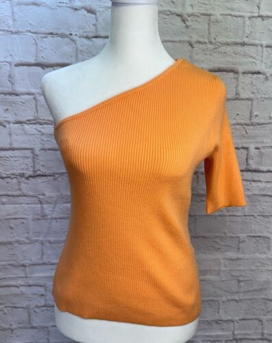 Vero Moda Gold Rib Short Sleeve One Shoulder Short Top Stretchy NWT Sz M