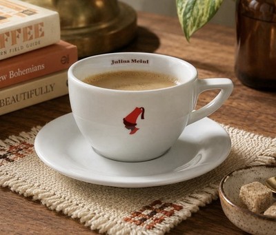 JULIUS MEINL White Porcelain Cappuccino Coffee Cup & Saucer Set