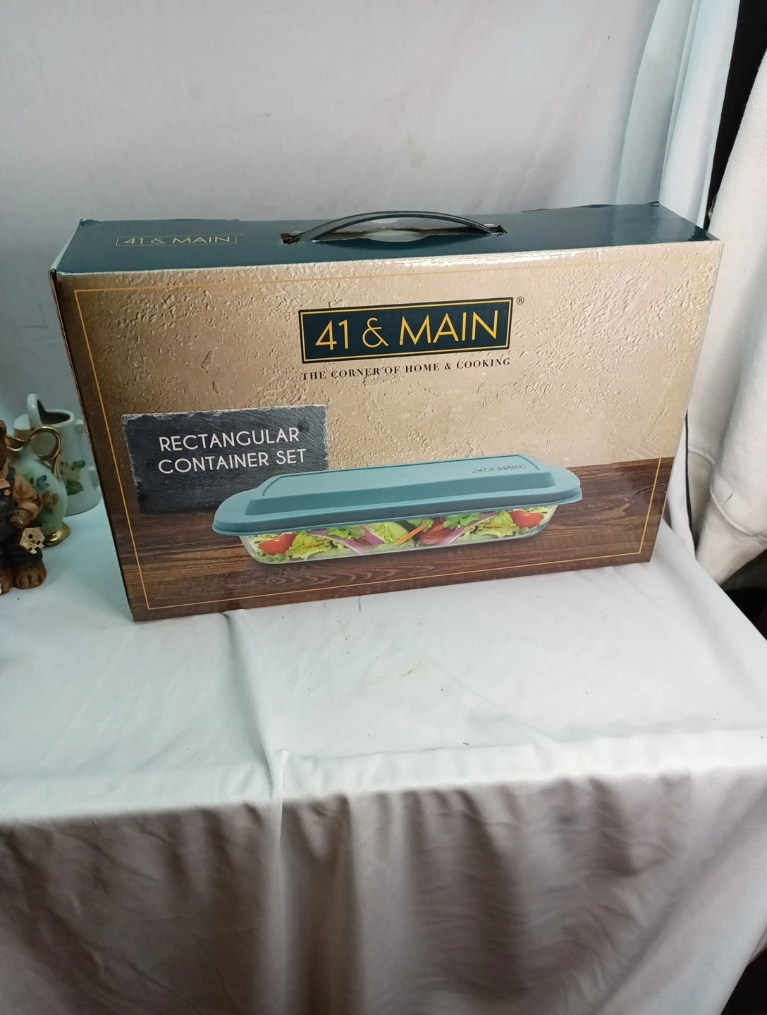 41 & Main Rectangular Container Set Glass With Lid 1.6 Liters 11.6/6. G/2" New