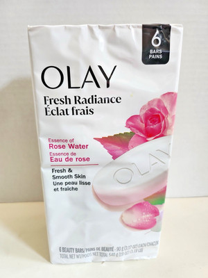 Olay Fresh Radiance Rose Water Beauty Bar Soap, Rose Scent 6 Pack 19 oz