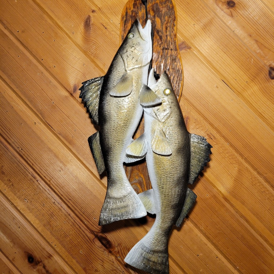 Casey Edwards Wood Carving Walleye Fish Stringer Taxidermy Mount ...