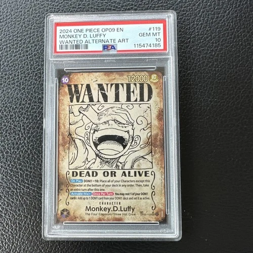 PSA 10 Monkey D. Luffy (Wanted SP Alt Art) OP09 OP05-119 EN One Piece B22