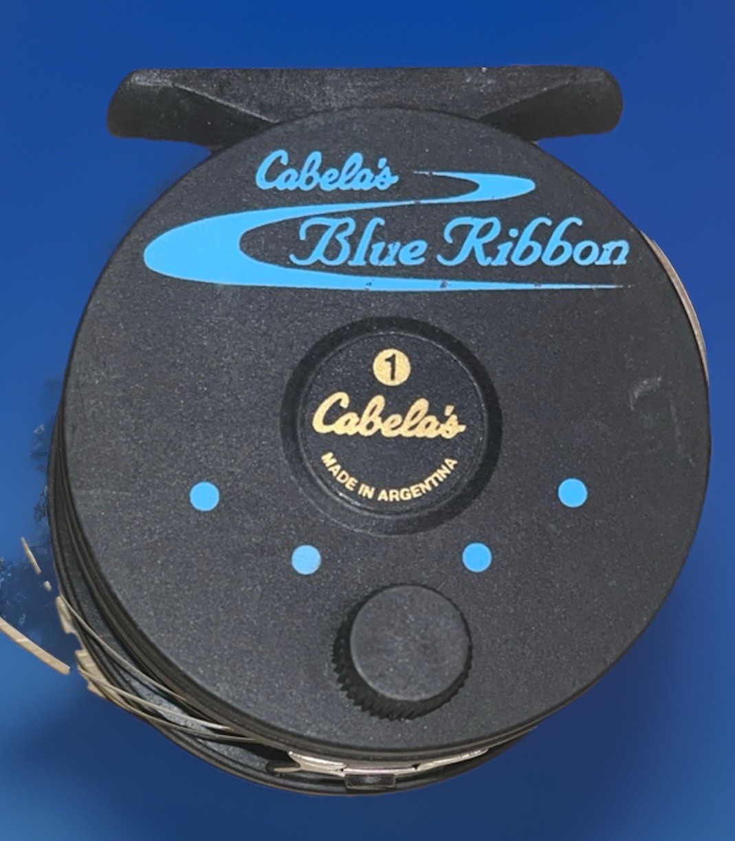 VTG Cabelas #1 Fly Fishing Graphite Reel Blue Ribbon w/ Fly 