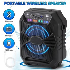Portable Bluetooth Speaker 8''Subwoofer Heavy Bass Sound System USB Rechargeable