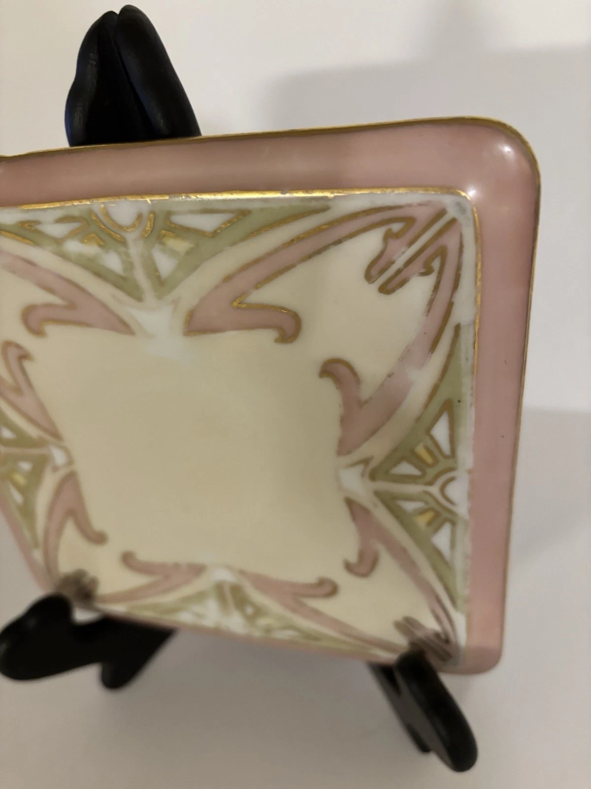 Antique Bohemian Art Nouveau Porcelain Trivet Teapot Stand Secessionist Gold - product detail image 7