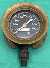 Antique Lonergan Phila. Brass Pressure Gauge 0-1000 PSI Industrial Steam Boile