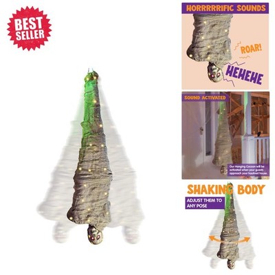 Scary Animated Hanging Cocoon Corpse 65'' with LED Eyes for Halloween Parties