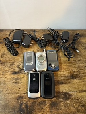 #ad #ad Vintage Cell Phone Lot Samsung LG Motorola Flip Slide With Chargers As Is $19.99