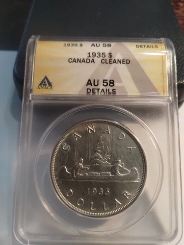 1935 Canada Silver Dollar ANACS  AU 58  details