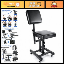 Multifunctional Tattoo Chair with Wheels, Adjustable Arm Rest, Leather Seat, Eas