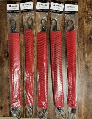 5 Pack 18 x 18 Red Jersey Mesh Safety Warning Flags w Stretch Bungee Cord Hooks
