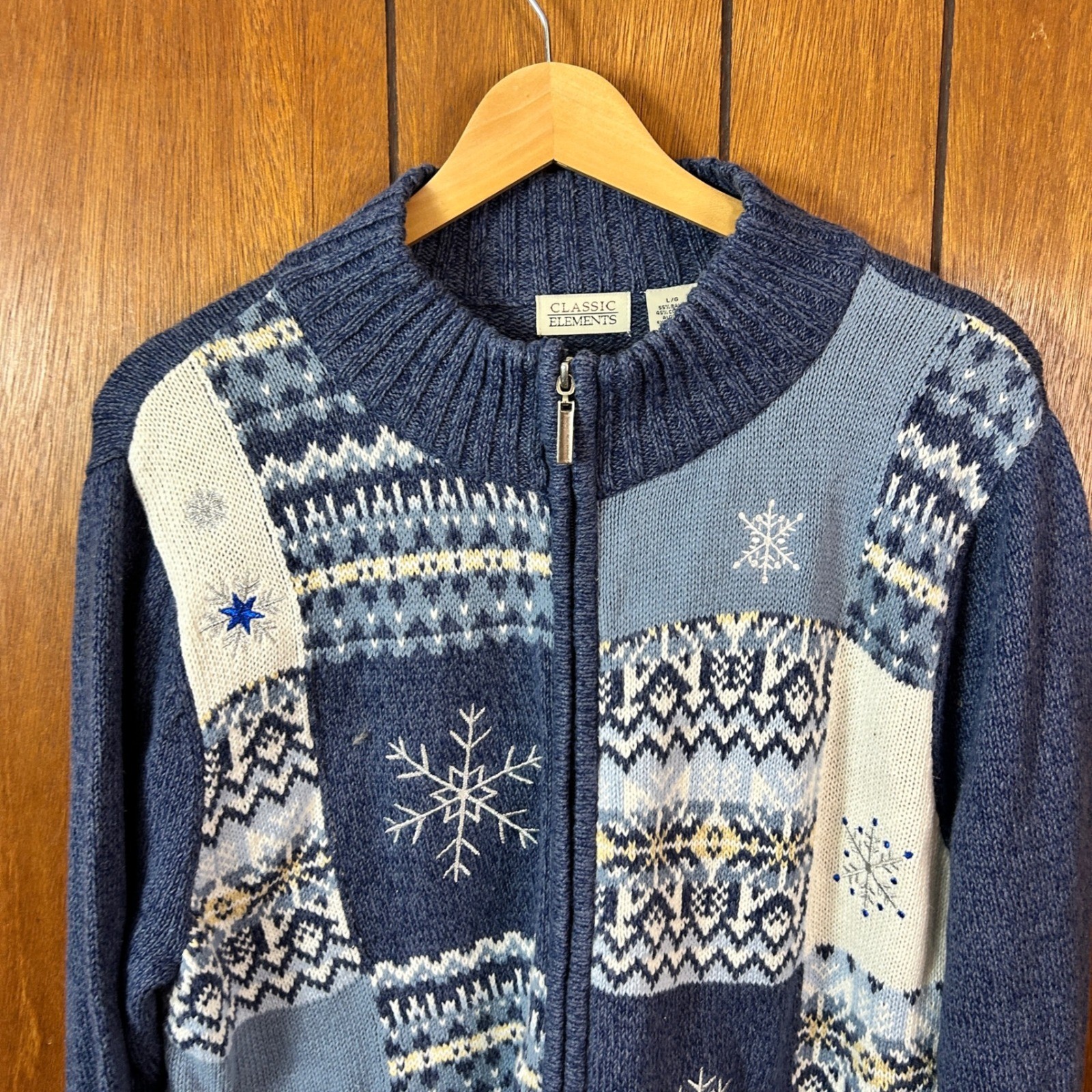 Classic Elements Blue Snowflake Patchwork Full Zi… - image 8