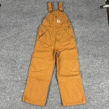 Carhartt Kids Bib Overalls OX8603-B Boys Size 7 Brown Duck Canvas