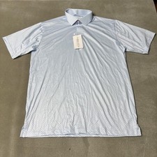 Collars  Co Dress Collar Polo Shirt Mens Large Blue Polka Dot Featherweight NW