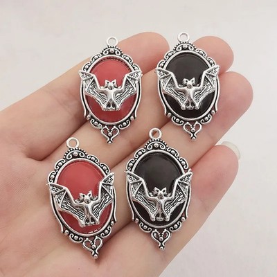 Gothic Vampir Fledermaus Charms Anhänger versilbert 4er Set Halloween