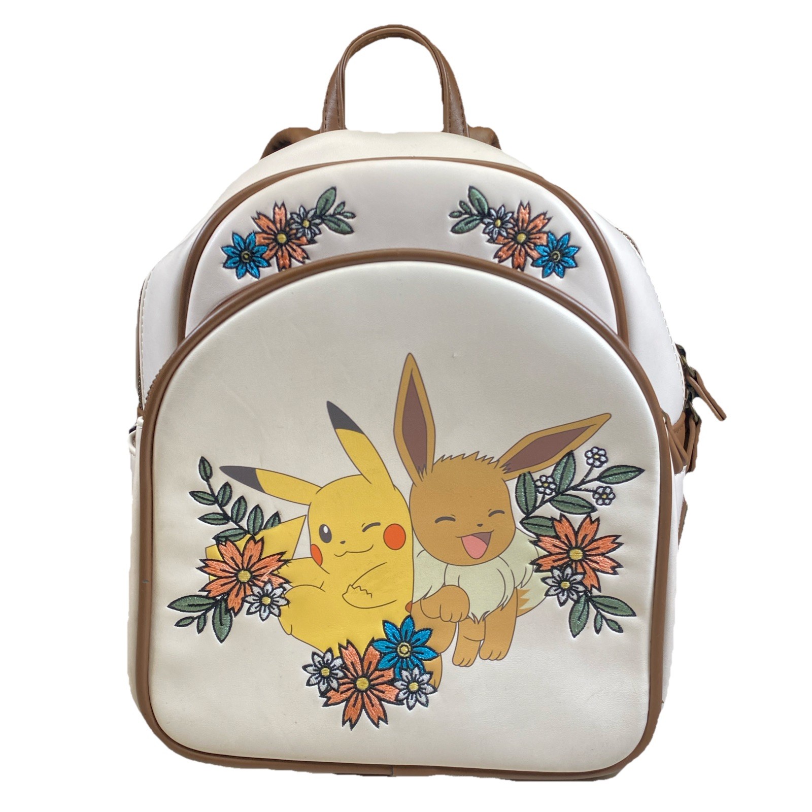Loungefly Preowned Pokemon Pikachu Eevee Floral Mini Backpack Clean  