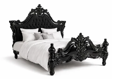Kingsize Bett Barock Schwarz Luxus Doppelbett XXL Holz - Bild 1 von 3