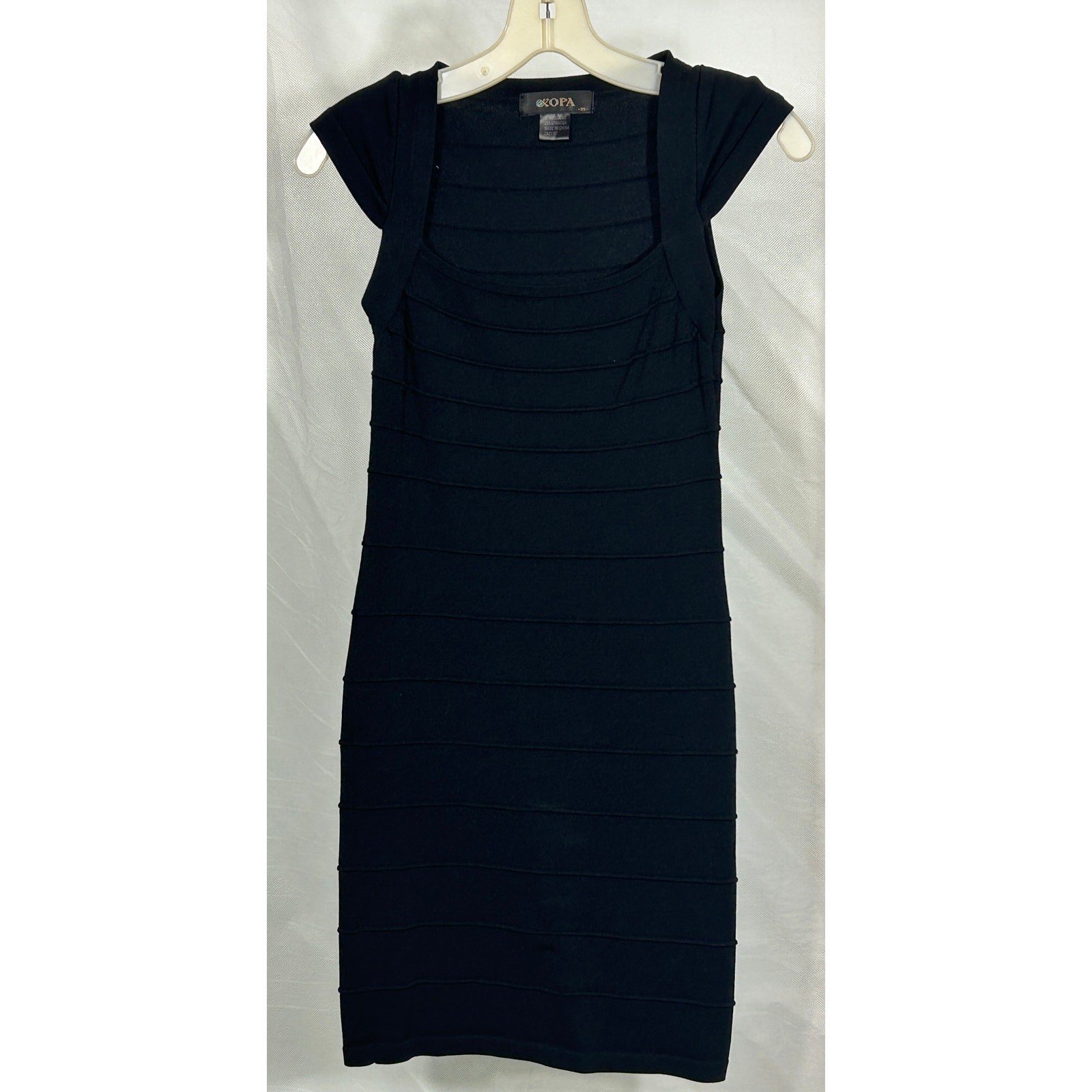 KOPA Black Bandage Bodycon Dress XS | Stretch Viscose Blend Mini Cocktail