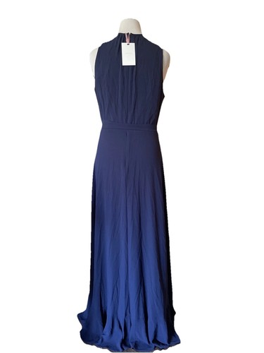 Alex Marie 10 Colette marineblau geraffter Saum abgestuft Taille zum Binden formelles Maxikleid 178 $ - Bild 11 von 23