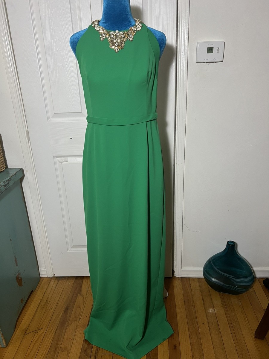 green emerald velvet dress Marchesa Illusion One-Shoulder Tulle Maxi Dress main image 0