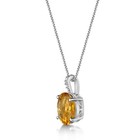 925 Sterling Silver Pendant 18" Chain With 2.40 Ct Oval Yellow Citrine & Diamond — photo 2