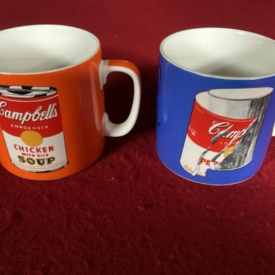 Campbell's Andy Warhol Block Art Tomato Soup Mugs Set Of 2.
