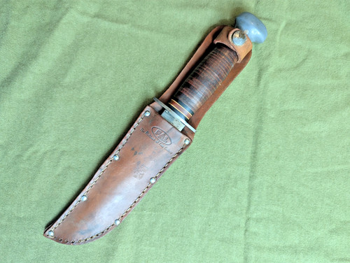 Pal RH 36 with Etched Blade and Pal Marked Leather Sheath.