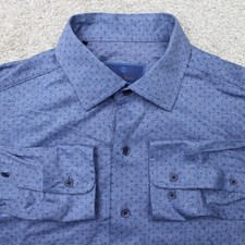 David Donahue Shirt Mens 15, Medium Blue Fusion 100 Cotton Long Sleeve Button