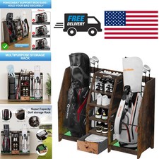 Wooden Golf Bag Storage Organizer with Drawer for Garage and Home