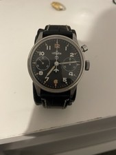 1950’s Steel Military Issue Vintage Lemania Single Button Chronograph Watch