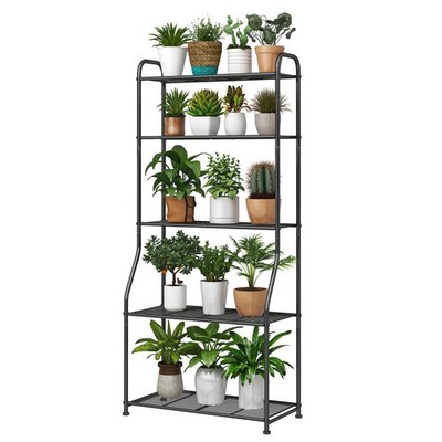 Simple Trending Plant Stand 5-Tier Shelf for Indoor Outdoor, Black
