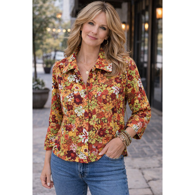 Christopher & Banks Linen Blend Jacket Multicolor Button Down Shirt Size M