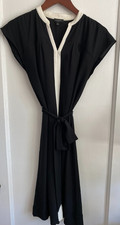 Talbots Women's Short Sleeve Black w Off White Strip Dress Size 6