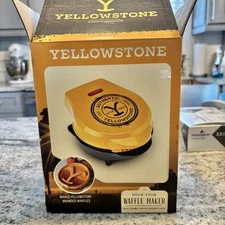 YELLOWSTONE Mini Small 4” Waffle Chaffle Maker NEW IN BOX Branded “Y”