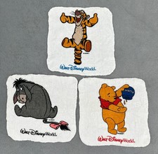3 x Vintage Walt Disney World Winnie The Pooh Tigger Eyore Hand Towels Washcloth