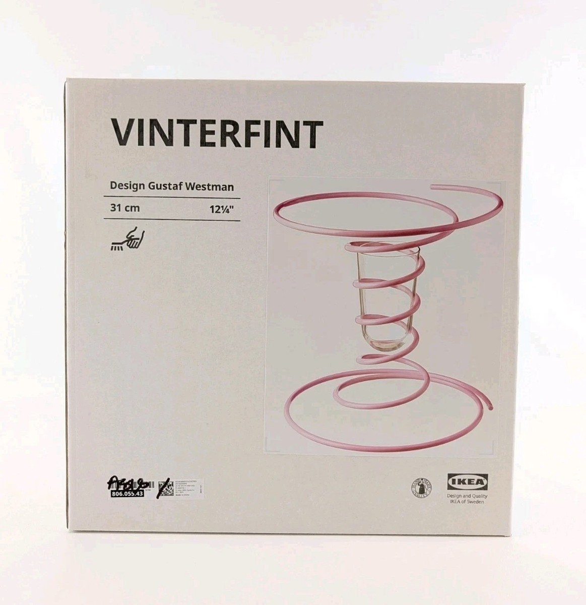 IKEA Gustaf Westman VINTERFINT Pink Spiral Vase 12¼