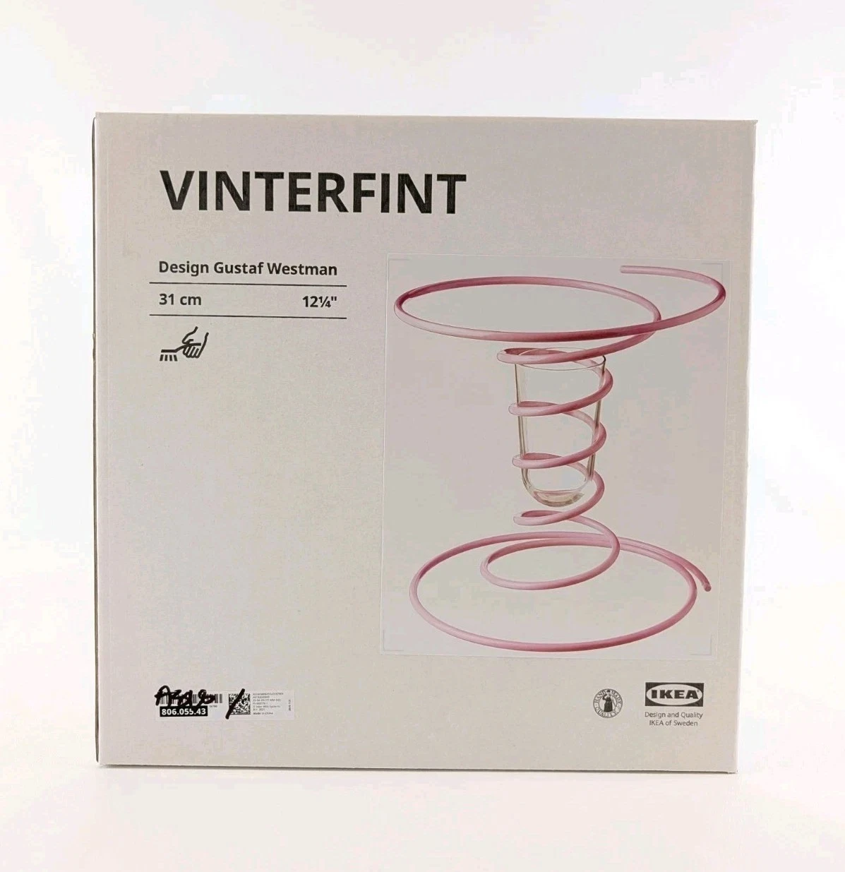 Gustaf Westman X Ikea Vinterfint Vase Pink Spiral 12 ¼" New Limited Edition