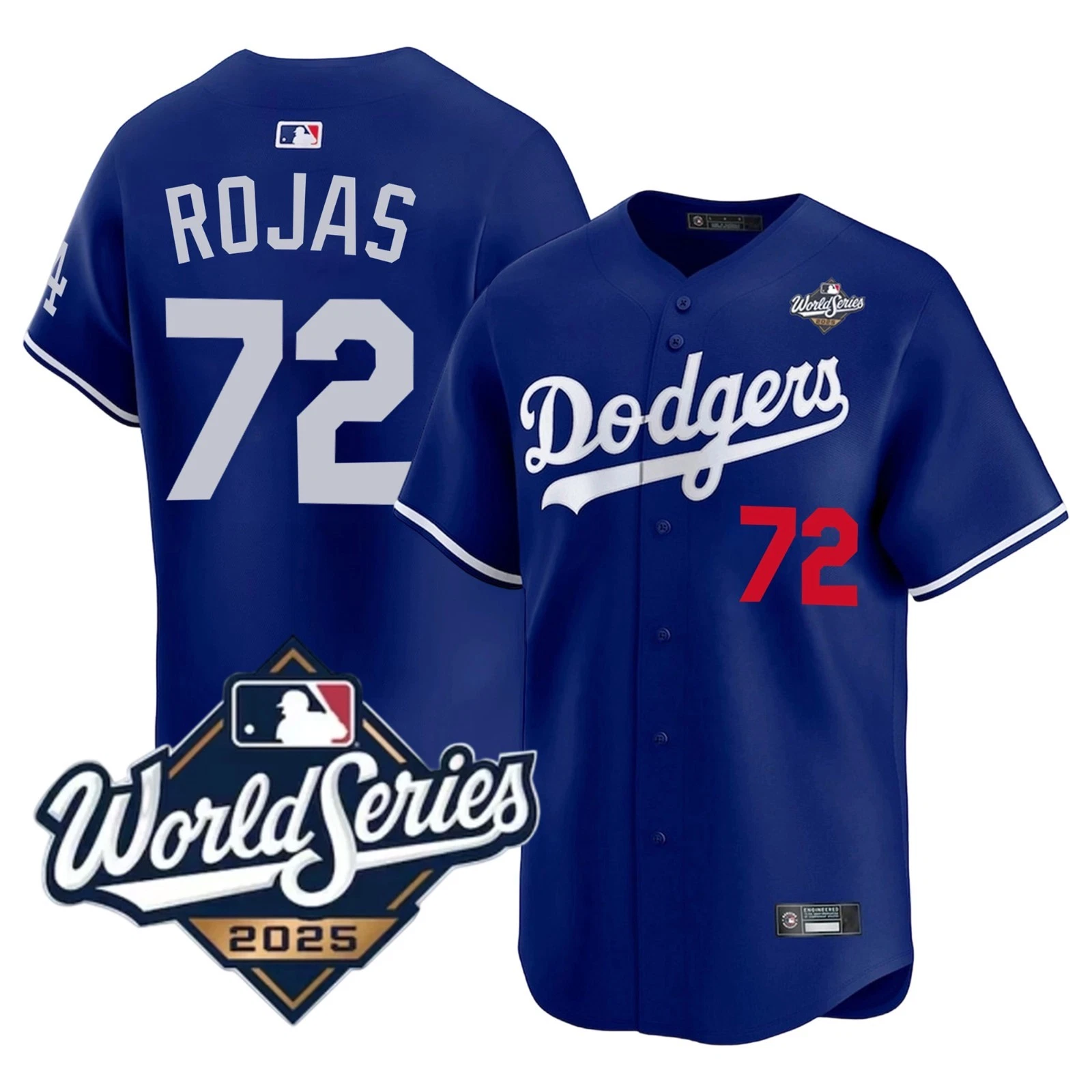Men's Dodgers #72  Miguel Rojas 2025 World Series Home Replica Player Jersey