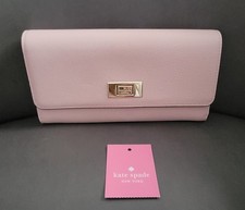 NWT 259 Kate Spade New York Slim Flap Wallet K7182 Chalk Pink Refined Grain