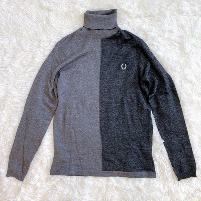 Mens FRED PERRY Collaboration FRED PERRY RAF SIMONS Knit Sweater Turtle Neck Bic