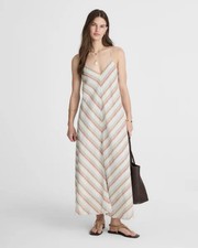 Madewell Striped V Neck Linen Dress