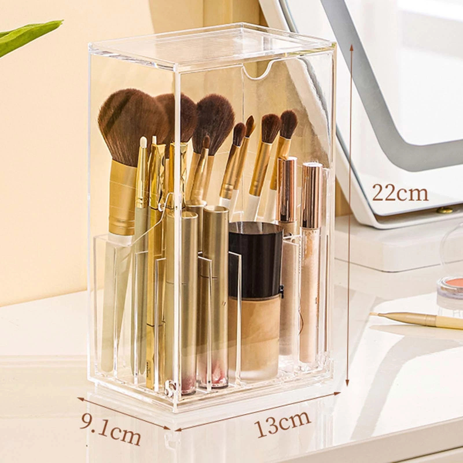 Makeup Brush Organizer with Cover Clear