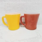 VTG Fire King Glass D-Handle Coffee Cup Mug Anchor Hocking USA Red Orange 😊