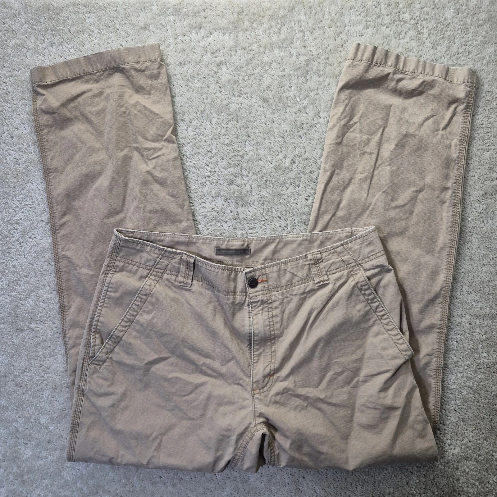 LL Bean Allagash Pants Mens ACTUAL 35/33 Beige Chino Outdoor Hiking Workwear