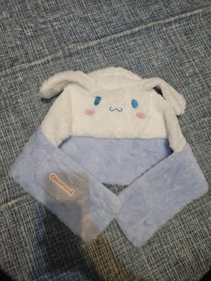 Cinnamoroll dicke Winter Kapuze / Mütze mit angenähtem Schal blau super weich Plüsch