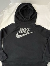 Nike Rally Funnel Neck Metallic Logo Hoodie - Large Black