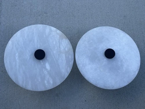 Lot of 2 Rejuvenation Ankeny Alabaster 16” LED Flush Mounts  Oil-Rubbed Bronze