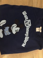 Walt Disney World Semi-Cropped Crewneck Sweater Navy Blue Mickey Mouse SizeLarge