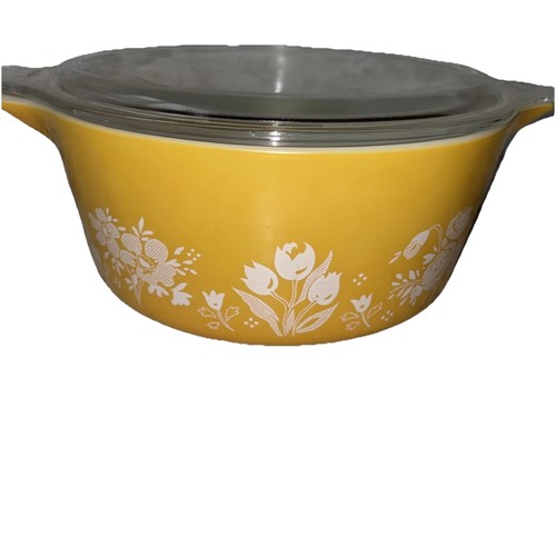 **RARE**  PYREX 2.5 QT ROUND "GARDEN" CASSEROLE WITH LID 1981 PROMO PIECE