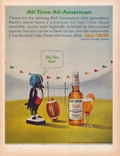 Old Crow Whiskey 1965 Vintage Magazine Print Ad Full Page Bourbon Football 